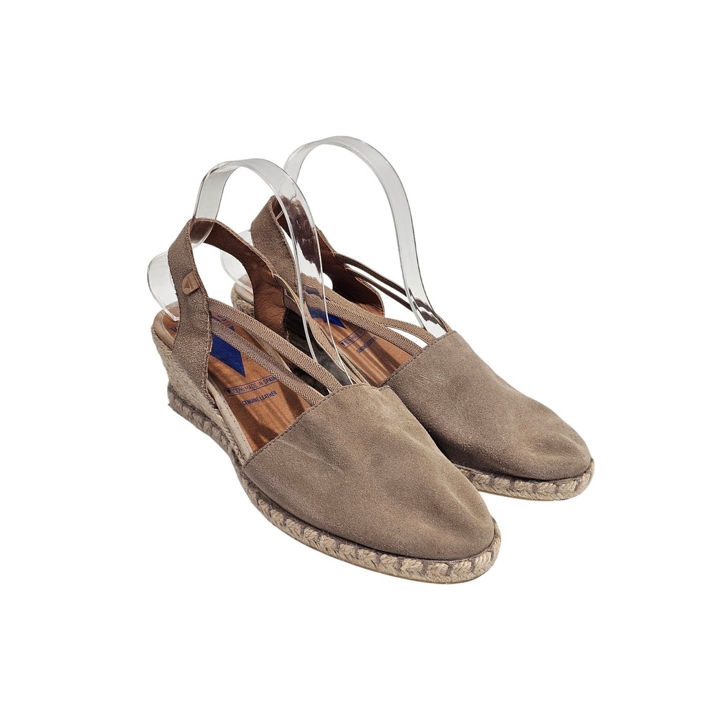 Verbenas Maika Wedge Sandals Womens 40 Brown Suede Espadrille Slingback Spain